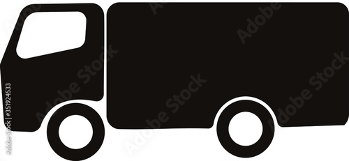 Delivery truck sign icon. Cargo van symbol. Shipments and free delivery. Flat style. 