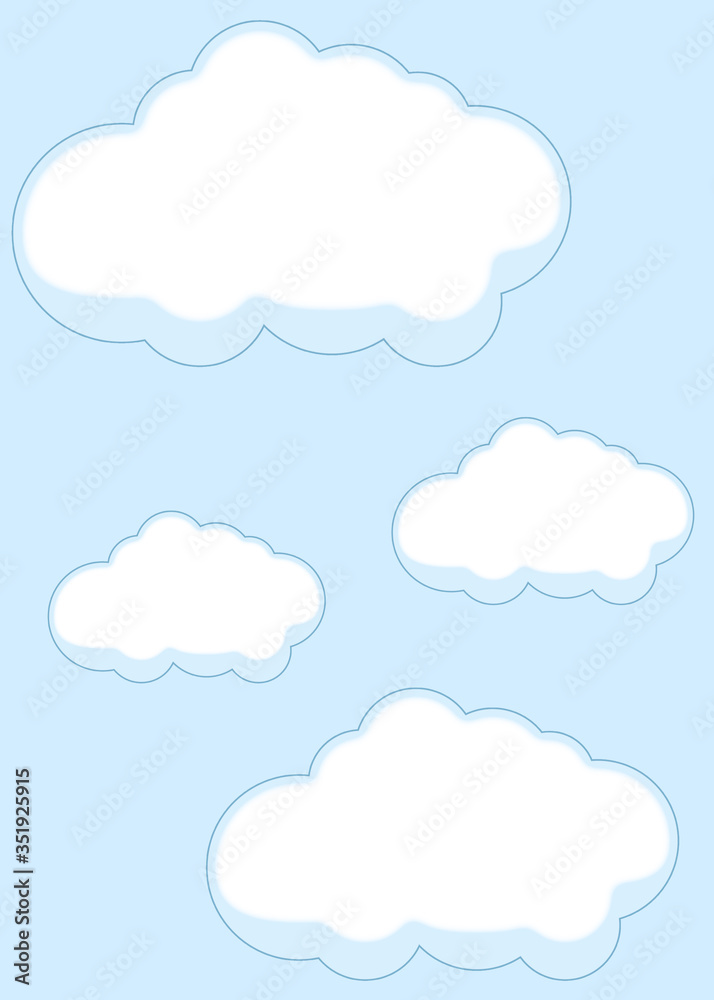 Abstract kawaii Clouds cartoon on blue sky background. Concept for children and kindergartens or presentation	
