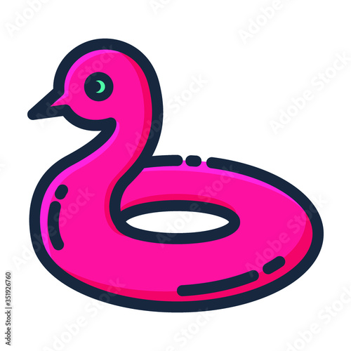 Duck Floaties Vector Icon. Summer Vacation Outline Style
