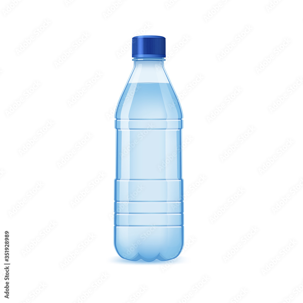 Plastic water bottle without label on a white background, vector icon.