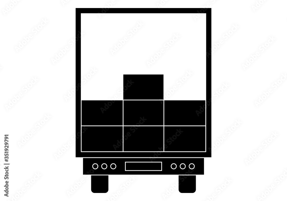 Icono negro de un camión lleno de cajas.
