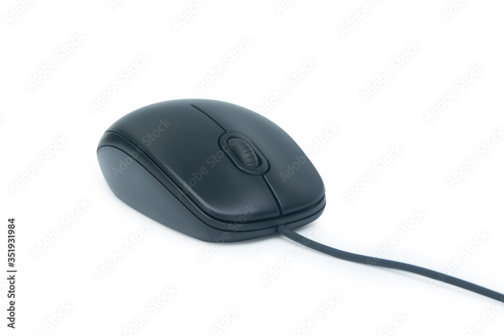 black computer mouse isolated on white with clipping path. black computer mouse isolated on white with clipping path.