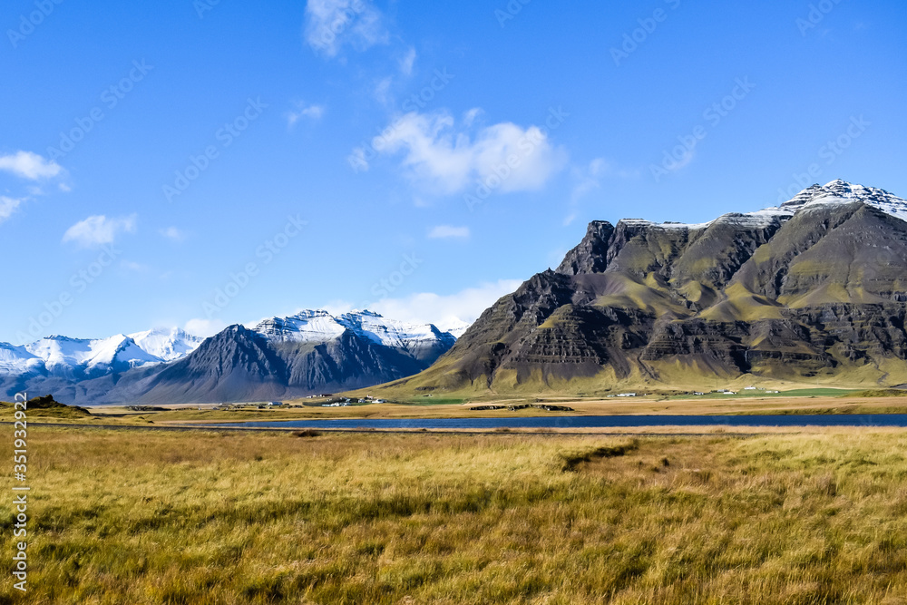 Nature view in Iceland. Mountain view with no people around.