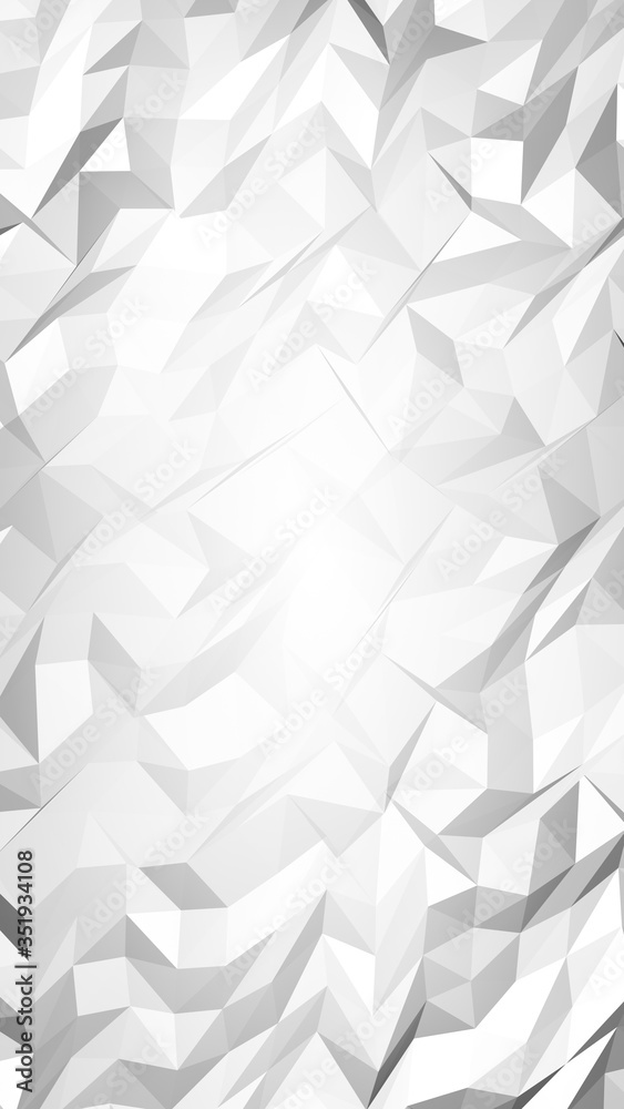 White abstract background. Lowpoly backdrop. Crumpled paper. 3D illustration