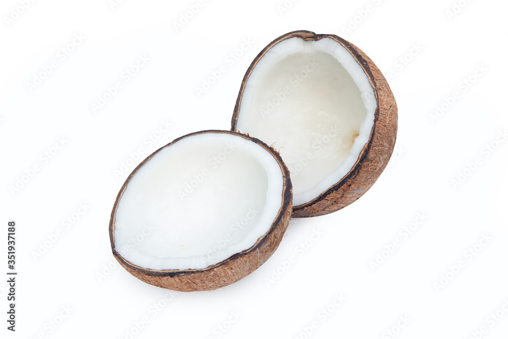 Pieces of coconut isolated on white background with clipping path Pieces of coconut isolated on white background with clipping path