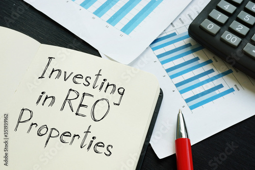 Investing in REO Properties is shown on the conceptual business photo photo