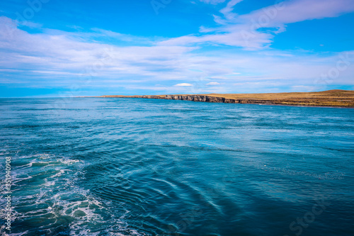 Breath taking View to the Blue Water on the Ferry  Boat to Terra Del Fuego, Chile