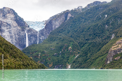 The glacier of Ventisquero Colgante, near the village of Puyuhuapi, Chile photo