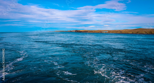 Breath taking View to the Blue Water on the Ferry Boat to Terra Del Fuego, Chile