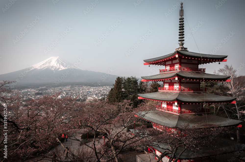 Fujiyoshida, Japan at Chureito Pagoda and Mt. Fuji.