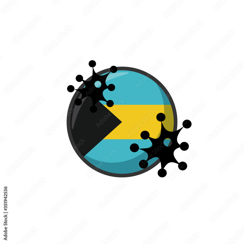 Naklejka premium Bahamas hit by Coronavirus. Covid-19 impact nationwide. Virus attack on Bahamas flag concept illustration on white background 