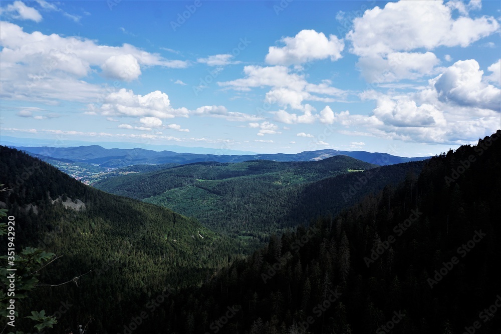 Panoramic view from the Sentiers des Roches over the Ballons des Vosges Panoramic view from the Sentiers des Roches over the Ballons des Vosges