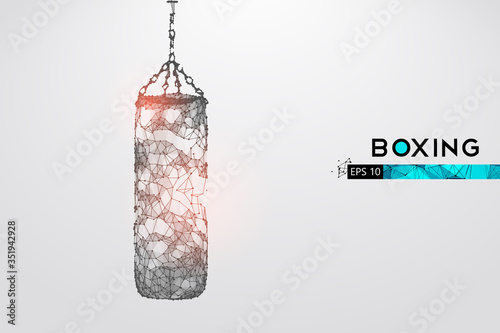 Abstract silhouette of a wireframe punching bag on the white background. Boxing sports equipment. Boxer is winner. Convenient organization of eps file. Vector illustration. Thanks for watching