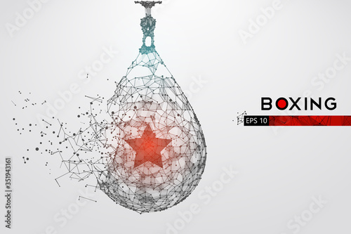 Abstract silhouette of a wireframe punching bag on the white background. Boxing sports equipment. Boxer is winner. Convenient organization of eps file. Vector illustration. Thanks for watching