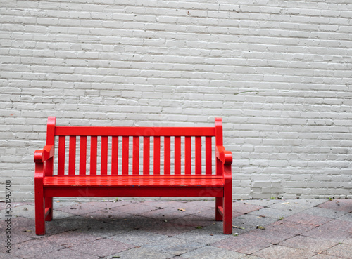 Print op canvas red bench in the park