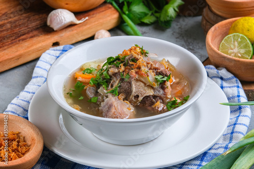 Indonesian traditional culinary, called sop buntut or oxtail soup