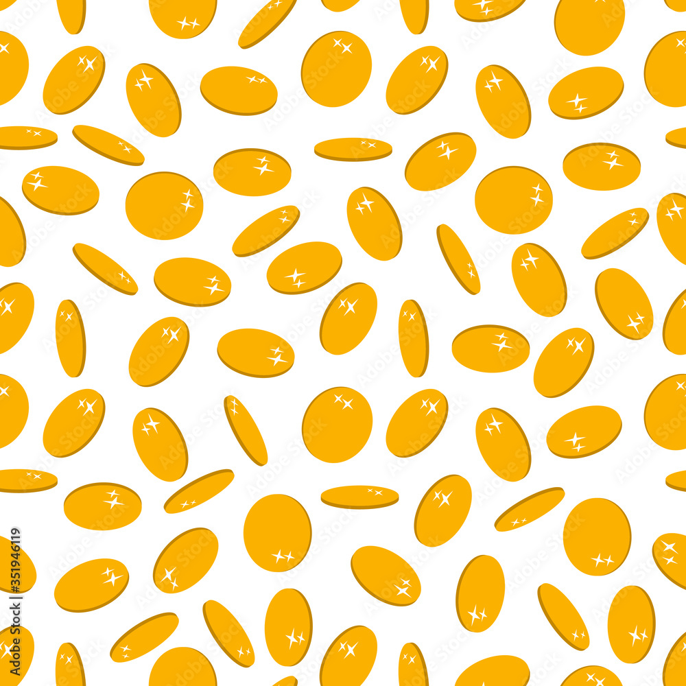 Abundance, a scattering of coins. Seamless pattern. Vector illustration. Abundance, a scattering of coins. Seamless pattern. Vector illustration.