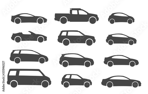 Set of car types on a white background