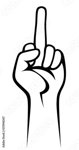 Middle finger hand on a white background