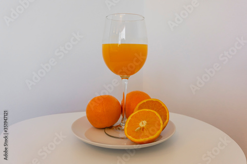 fresh orange juice glass isolated