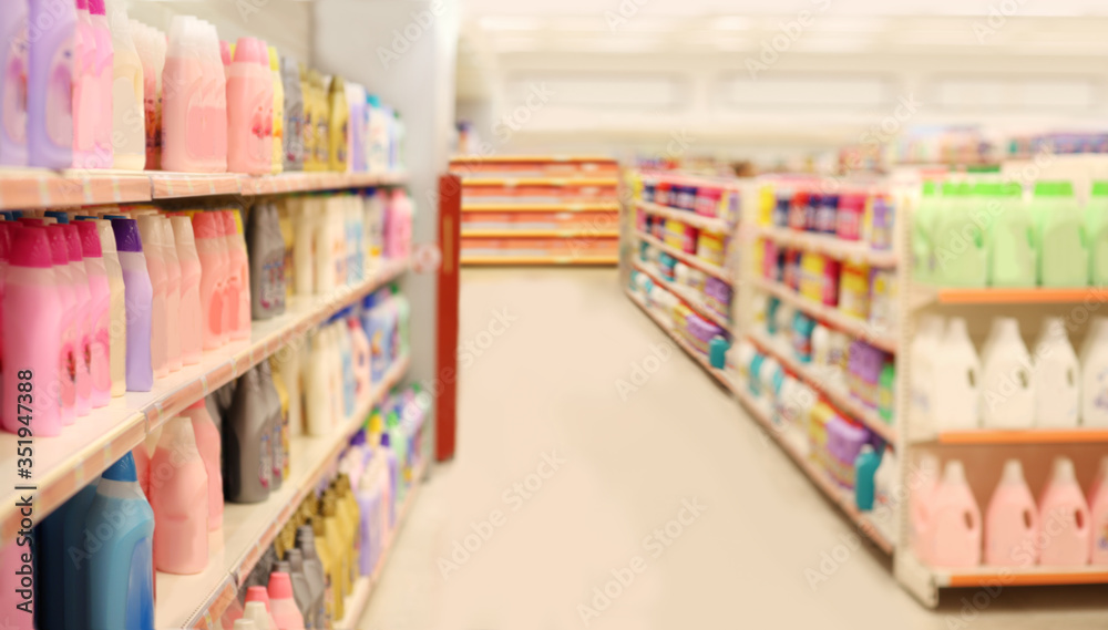 shopping in supermarket (washing powder,detergent,shampoo, soap)	