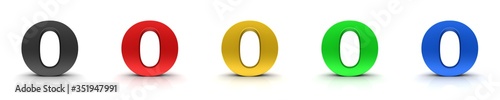 O letter 3d sign O black red gold green blue