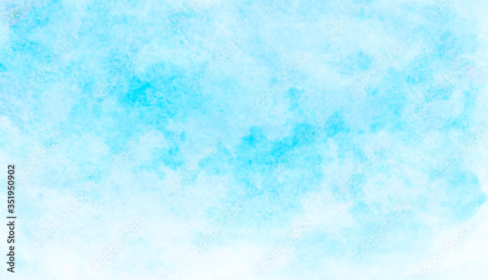 Watercolor illustration art abstract blue color texture background, clouds and sky pattern