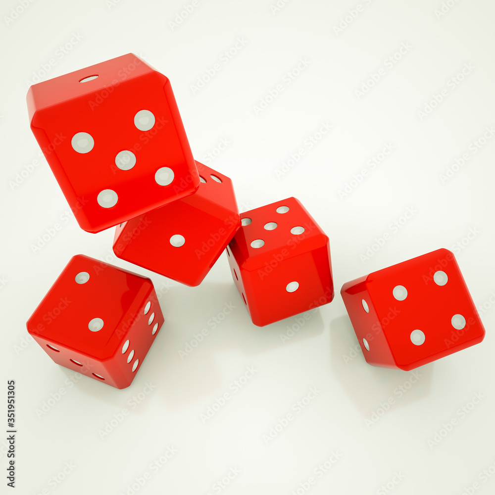 red dice on a white background. 3d render illustration