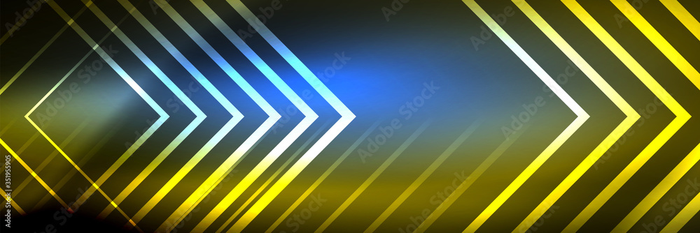 Shiny neon glowing techno lines, hi-tech futuristic abstract background template with square shapes Shiny neon glowing techno lines, hi-tech futuristic abstract background template with square shapes
