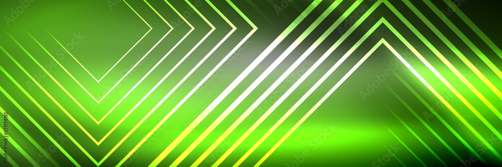 Shiny neon glowing techno lines, hi-tech futuristic abstract background template with square shapes