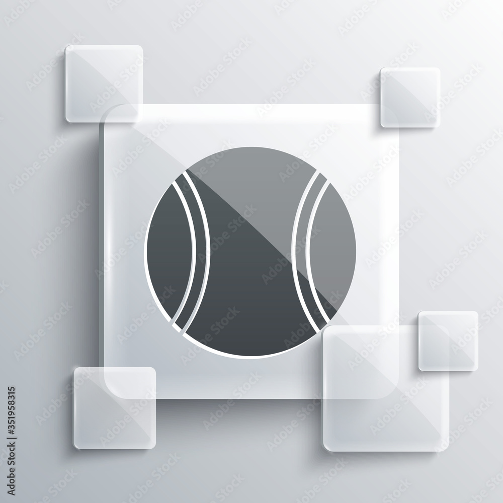 Grey Tennis ball icon isolated on grey background. Sport equipment. Square glass panels. Vector Grey Tennis ball icon isolated on grey background. Sport equipment. Square glass panels. Vector