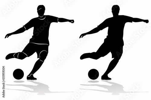 silhouette of soccer player, vector drawing