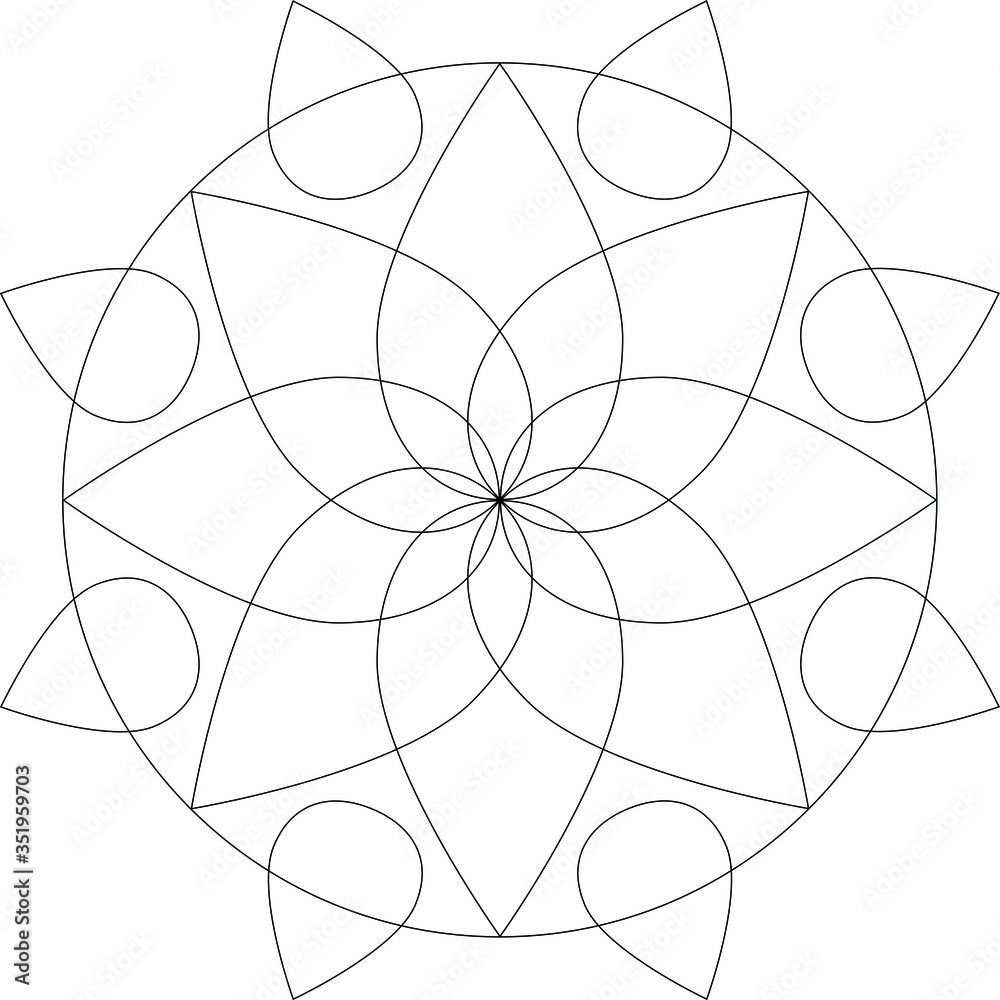 Obraz premium mandala lotus water lily coloring line drawing 