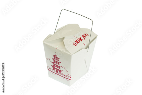 Chinese food takeaway box isolated on white background