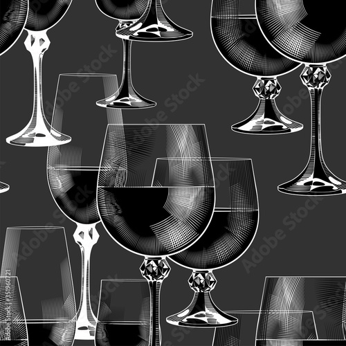 Wine glasses seamless background.