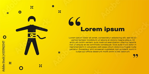 Black Bungee jumping icon isolated on yellow background. Vector