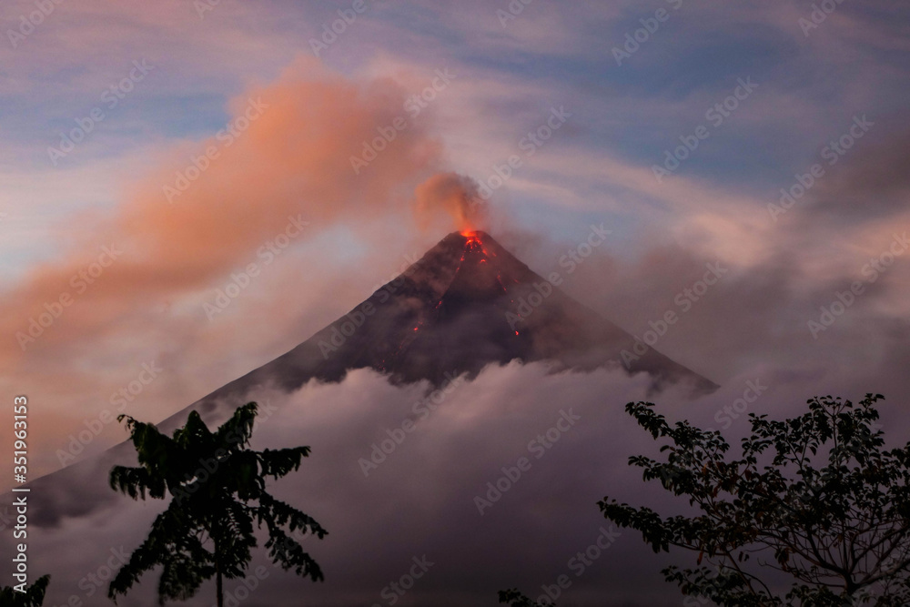 
Philippine sunset volcano eruption
