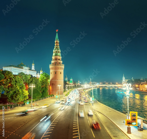 Moscow Kremlin  Embankment and Moscow River  Russia
