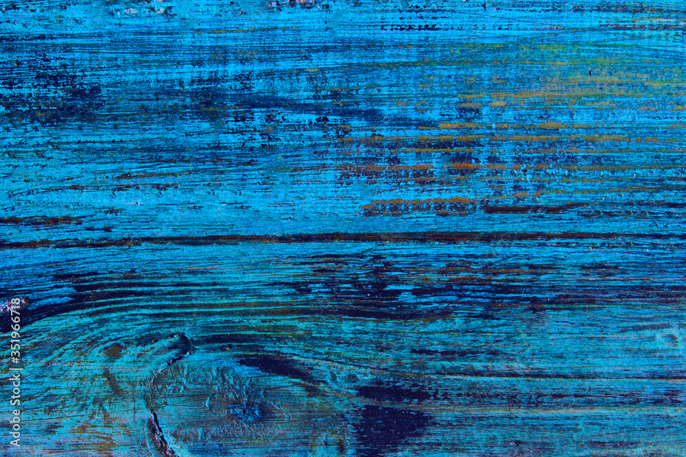 Blurred wooden texture background. Wooden wall texture grunge background with a lot of copy space for text. Abstract background, blue colors. Colorful wooden wall texture.