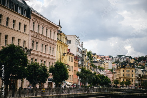 Beautiful buildings from traditional town of Karlovy Vary, Czech Republic