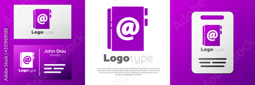 Logotype Address book icon isolated on white background. Notebook, address, contact, directory, phone, telephone book icon. Logo design template element. Vector