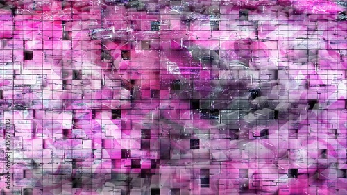 Wavy Pink Geometry and Abstract Cube Brick Pattern - Abstract Background Texture