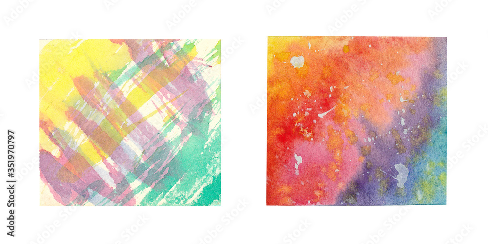 Naklejka premium Set of abstract watercolor colorful backgrounds isolated on white.