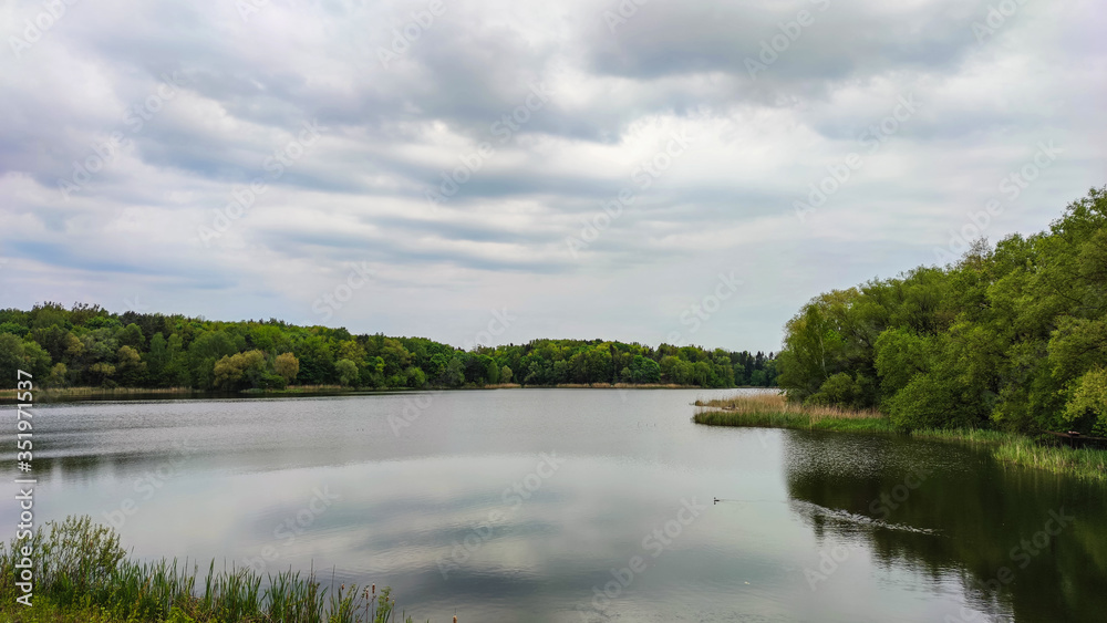 Perfect lake landscape in the spring season Perfect lake landscape in the spring season