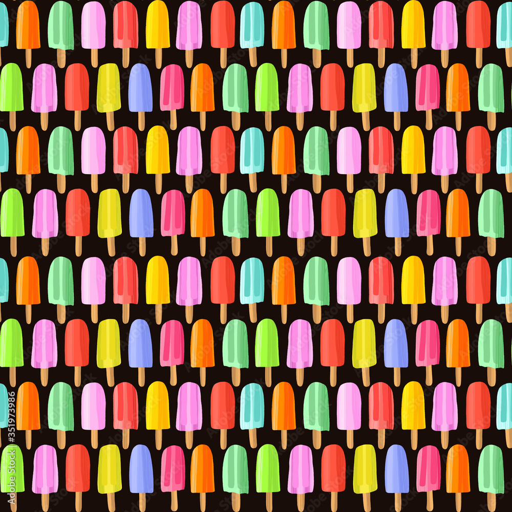 Hand drawn colorful popsicles seamless pattern background. Hand drawn colorful popsicles seamless pattern background.