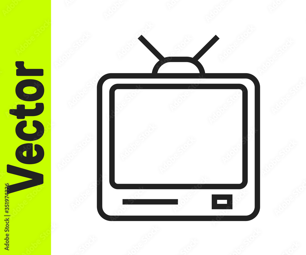 Black line Retro tv icon isolated on white background. Television sign. Vector Illustration Black line Retro tv icon isolated on white background. Television sign. Vector Illustration