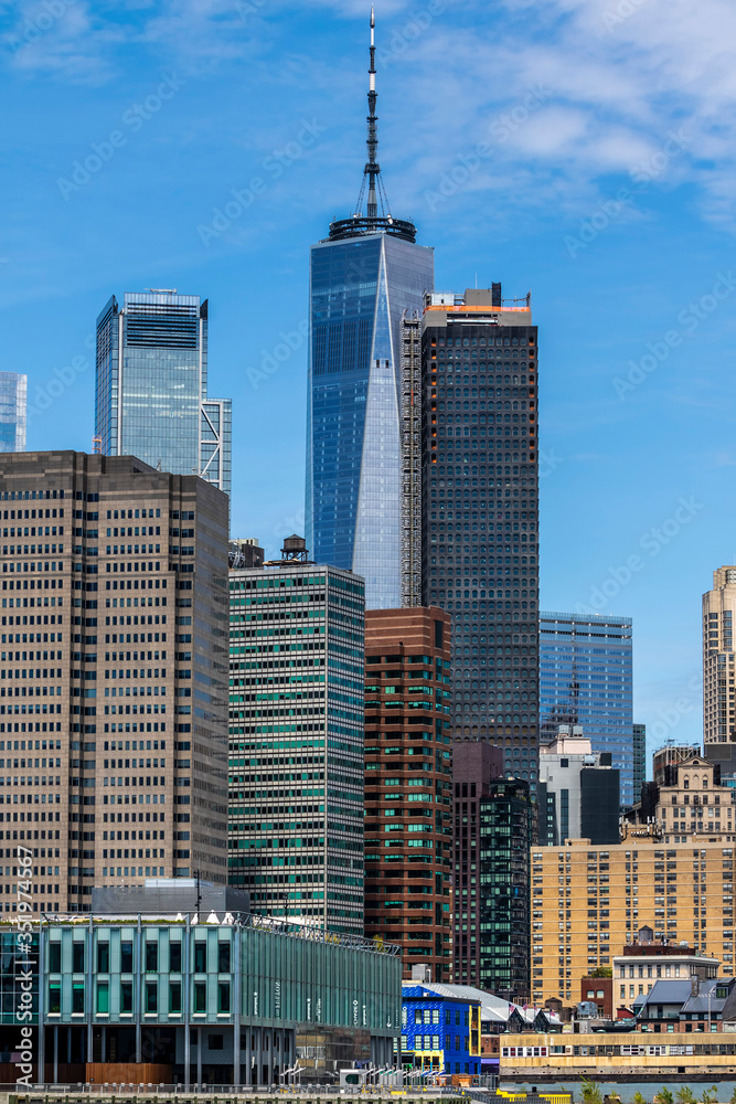 Manhattan view as seen from Brooklyn Bridge Park, New York City