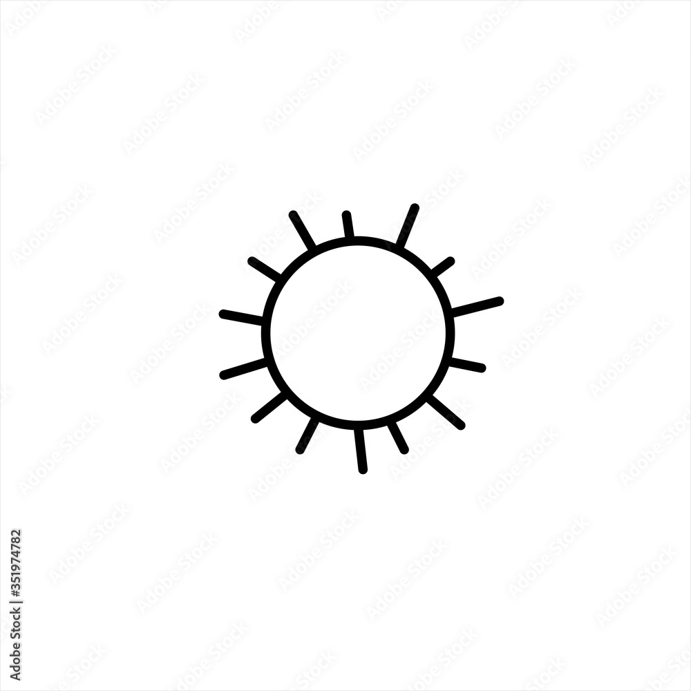 Sun icon. Symbol of sunny weather. Vector hand drawn illustration in the style of a doodle. Isolated on white background