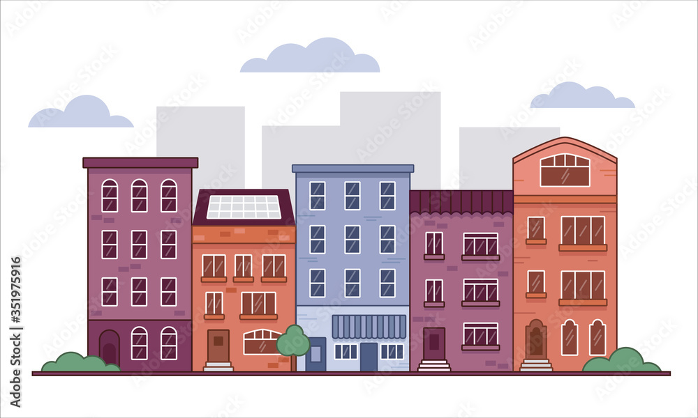 Cityscape. Urban landscape. Flat style. Vector illustration