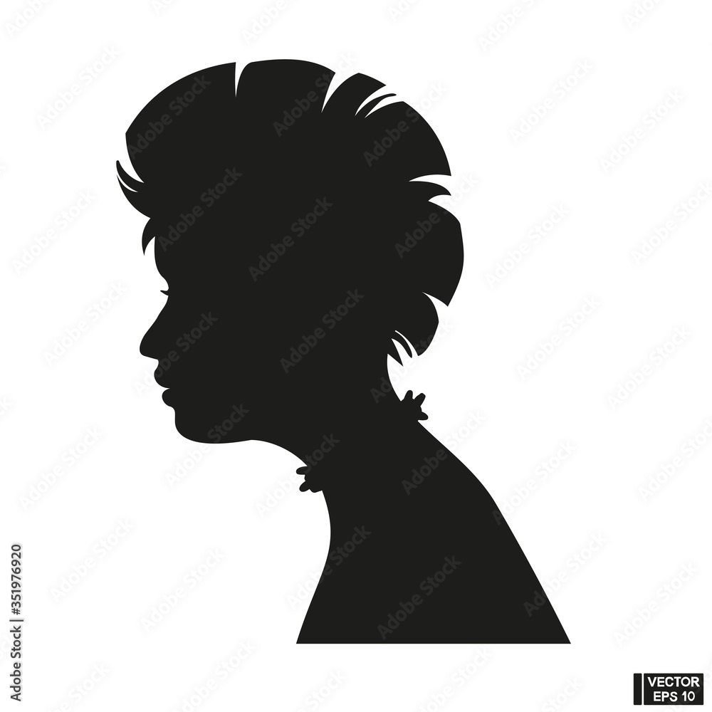 Boy silhouette on a white background. Black face profile in vector Boy silhouette on a white background. Black face profile in vector
